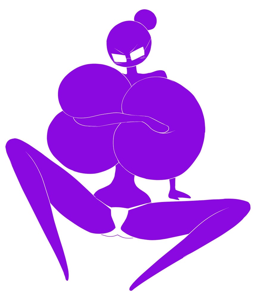 angstrom big_breasts blush covered_nipples fanart glasses hair_bun hand_on_breast harvestman_here hyper hyper_breasts panties panties_only pictogirls_(harvestman) pictogram purple_(harvestman) small_waist stick_figure stickman top_heavy white_background