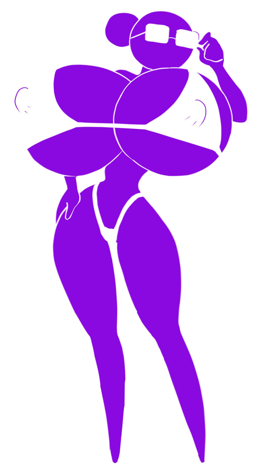 angstrom big_breasts bikini fanart glasses harvestman_here hyper hyper_breasts pictogirls_(harvestman) pictogram purple_(harvestman) purple_skin small_waist stick_figure stickman top_heavy