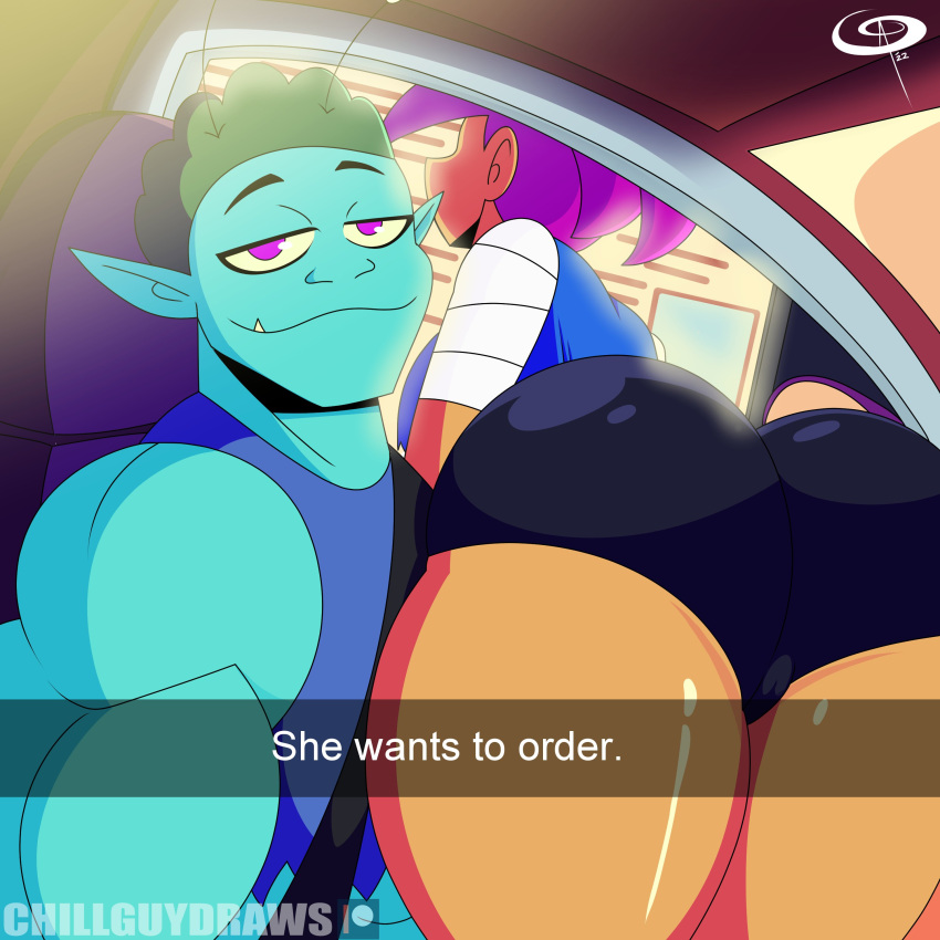 1boy 1boy1girl 1girls absurd_res absurdres alternate_version_available artist_name artist_signature ass ass_focus big_ass big_butt car cartoon_network curvy dark-skinned_female dark_skin drive_thru enid fat_ass female frostbiteboi he_wants_to_order hi_res high_resolution highres large_ass male male/female meme ok_k.o.!_let's_be_heroes purple_hair radicles she_wants_to_order shorts snapchat straight tagme thick_ass thick_thighs thighs voluptuous