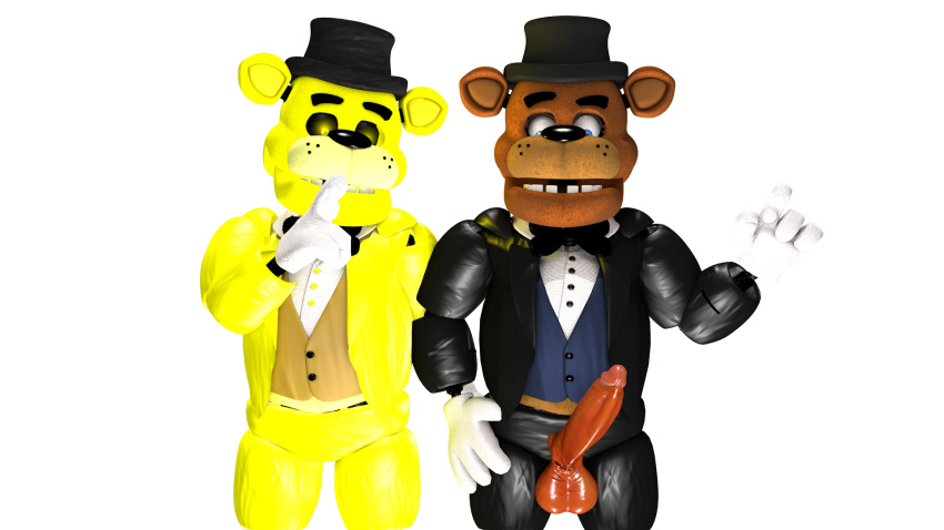 1boy 3d anthro bears brown_body brown_penis cinema4d cinema_4d female five_nights_at_freddy's fnaf freddy_(fnaf) golden_freddy golden_freddy_(fnaf) male_focus yellow_body