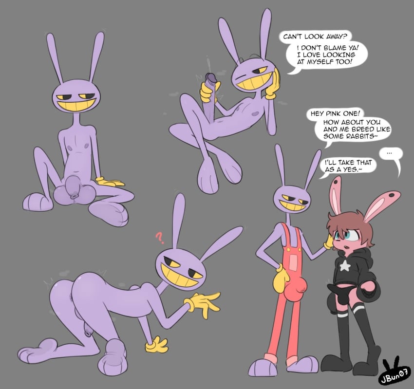 anthro ass balls bulge foreskin genitals glitch_productions hi_res humanoid_genitalia humanoid_penis jasbun jasbun07 jax_(the_amazing_digital_circus) jbun07 lagomorph leporid male male_only mammal masturbation penile penile_masturbation penis rabbit the_amazing_digital_circus uncircumcised uncut uncut_penis