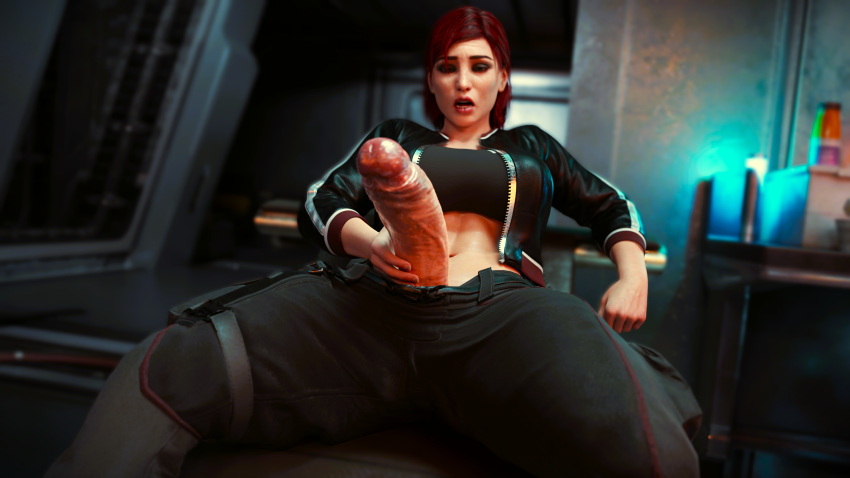 1futa 3d big_penis blender close-up clothed clothing commander_shepard femshep futa_only futanari futashep green_eyes hi_res holding_penis huge_cock jerking mass_effect mass_effect_2 mass_effect_3 masterbeta mostly_clothed pleasure_face red_hair sitting solo