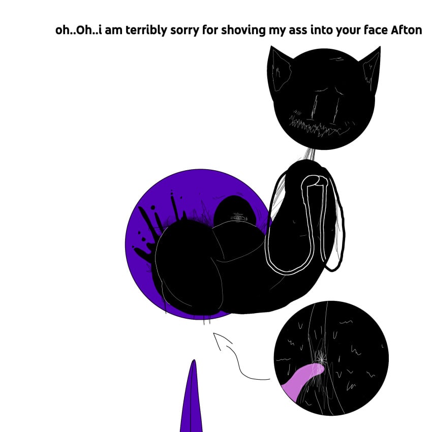 2024 2boys 4:3 accidental accidental_facesitting accidental_sex anthro anus ass ass_focus black_eyes black_fur butt_crack chest dccreator_afton ear embarrassed face_in_ass fan_character furry gag goo goo_creature humanoid latex licking limbless no_ears oc purple_body round_head simple_background splatter sweat text thick_thighs thighs tongue_out white_pupils