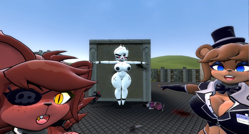 3d 3girls big_breasts cally3d clazzey clothed_female_nude_female completely_nude_female cryptiacurves day family_guy_death_pose fexa five_nights_at_freddy's foxy_(cally3d) foxy_(fnaf) freddy_(fnaf) fredina's_nightclub fredina_(cally3d) frenni_fazclaire full_body garry's_mod large_breasts looking_at_viewer marie_(cally3d) marionette_(fnaf) meme naked nude_female outdoors pointing pointing_soyjak puppet_(fnaf) sillyism_user soyjak t_pose two_soyjaks_pointing two_soyjaks_pointing_(meme) uncensored