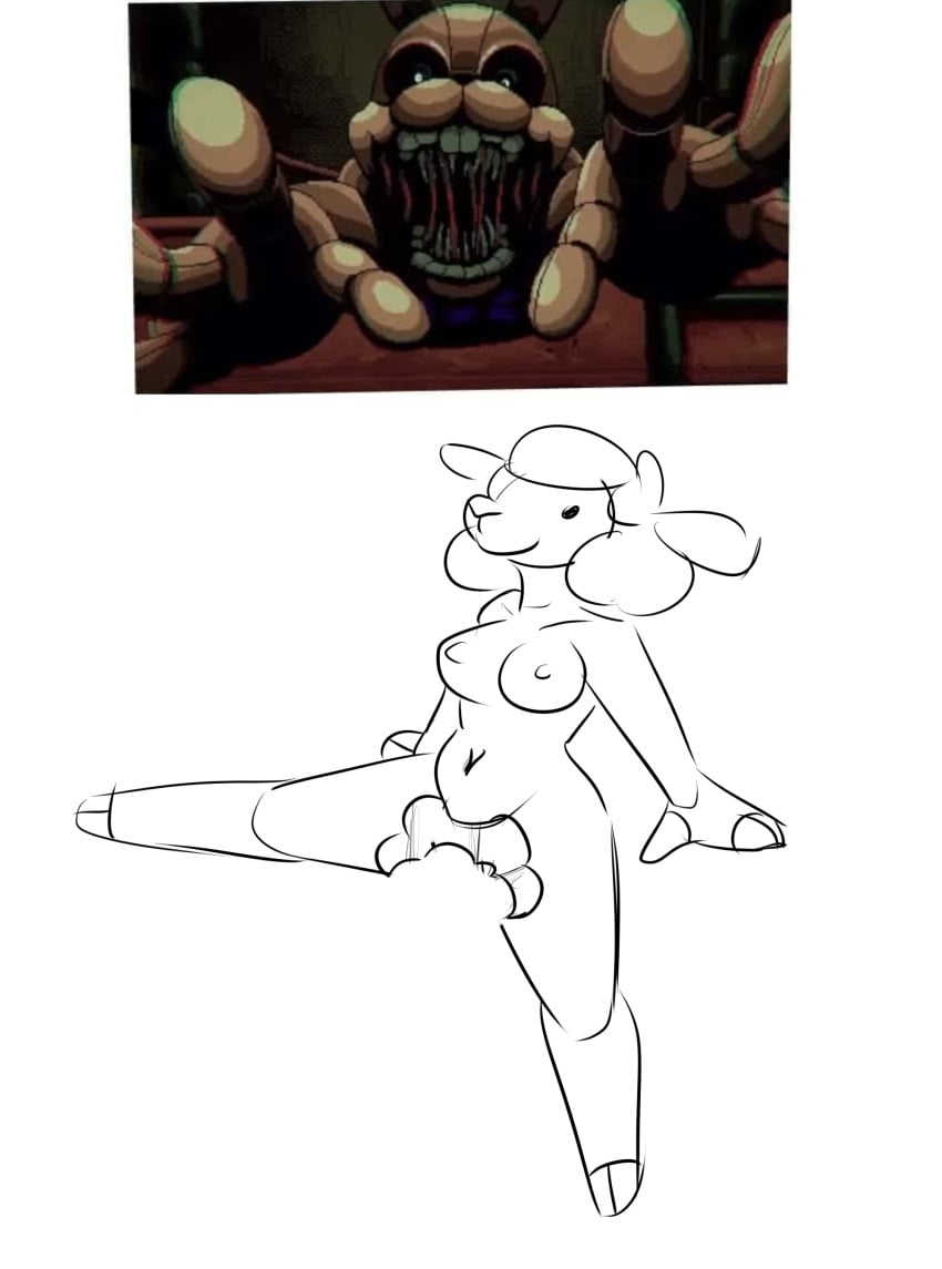 4_fingers absurd_res animatronic anthro big_breasts big_ears bite bite_mark blood blood_in_mouth bodily_fluids bovid breasts caprine chubby_belly cunnilingus digital_media_(artwork) duo eye_contact fazbear_frights female fingers five_nights_at_freddy's five_nights_at_freddy's:_fazbear_frights fur hi_res hooves horror_(theme) humanoid humor into_the_pit jim_the_lamb lagomorph leporid looking_at_another machine male male/female mammal meme nipples nude open_mouth oral oral_penetration penetration pit_spring_bonnie_(fnafitp) pixel_(artwork) rabbit robot scottgames sex sharp_teeth sheep simple_background simple_eyes sitting sitting_on_ground smile soft_vore spread_legs spreading spring_bonnie spring_bonnie_(fnaf) teeth twtr vaginal_penetration wool_(fur) yellow_body