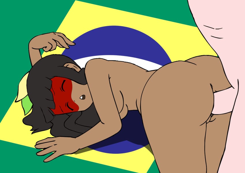 1boy 1girls animated ass black_hair brazilian brchan breasts brown_eyes closed_eyes dark-skinned_female dark_skin doggy_style kuruminha native_american nude nudist tagme third-party_edit vaginal_penetration w.t.dinner