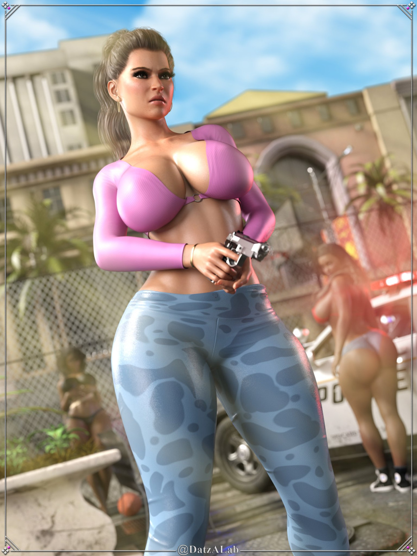 3d 3girls ass athletic athletic_female big_ass big_breasts bottom_heavy breasts bust busty chest cleavage clothing curvaceous curvy curvy_figure dark_skin datzalab eyebrows eyelashes eyes female female_focus firearm fit fit_female grand_theft_auto grand_theft_auto_vi hair handgun hips hispanic hourglass_figure huge_ass huge_breasts human large_ass large_breasts latina legs light-skinned_female light_skin lips lucia_(gta) mature mature_female pale_skin public puerto_rican rockstar_games slim_waist thick thick_hips thick_legs thick_thighs thighs top_heavy top_heavy_breasts voluptuous voluptuous_female waist weapon wide_hips