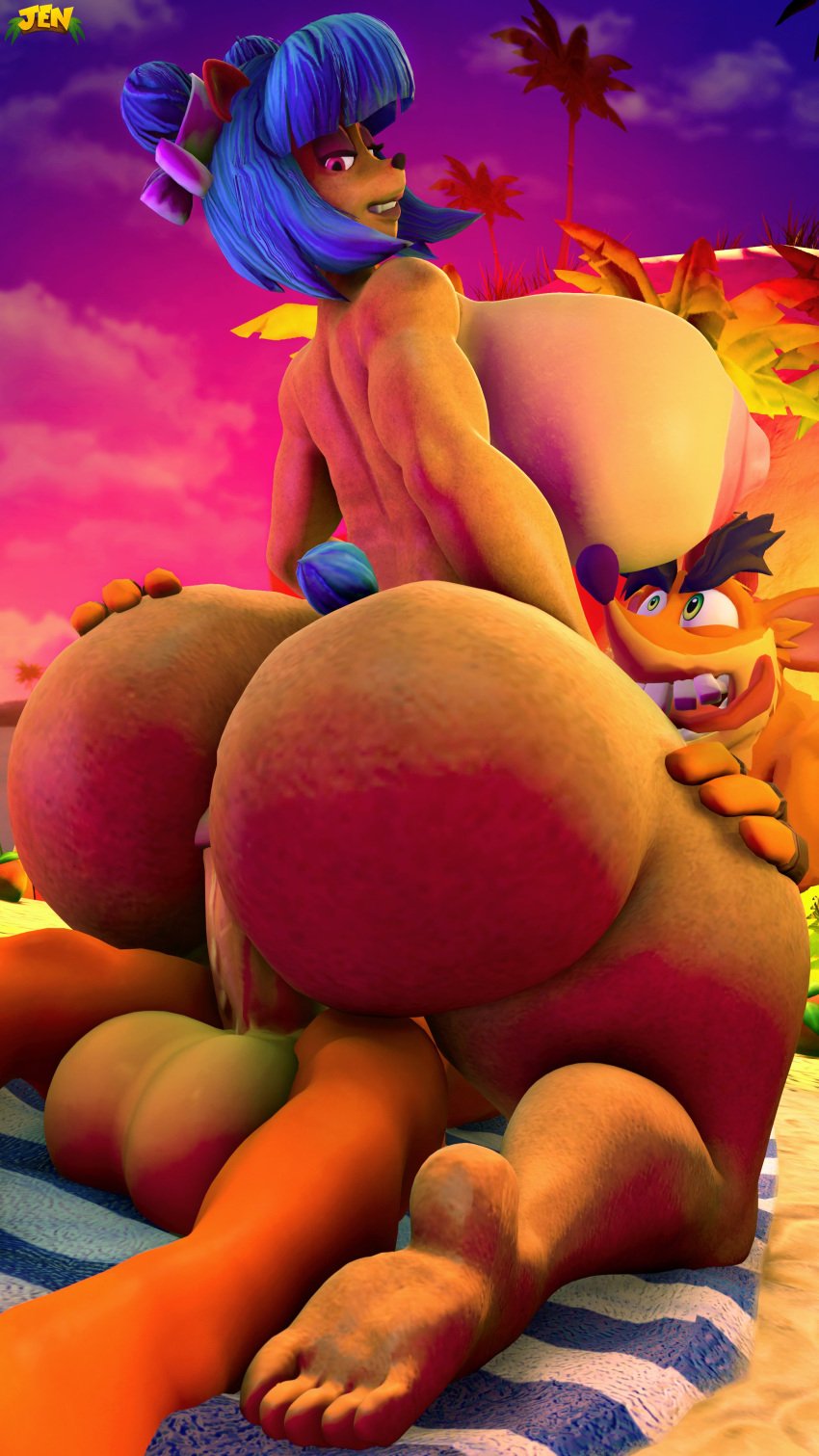 3d alternate_ass_size alternate_body_type alternate_breast_size anal anthro ass_bigger_than_head big_ass big_breasts breasts_bigger_than_head crash_(series) fake_crash furry furry_female furry_male furry_only huge_ass huge_balls huge_breasts jenxen01 male/female megumi_bandicoot naked nitro_squad no_humans penis sex thick thick_thighs