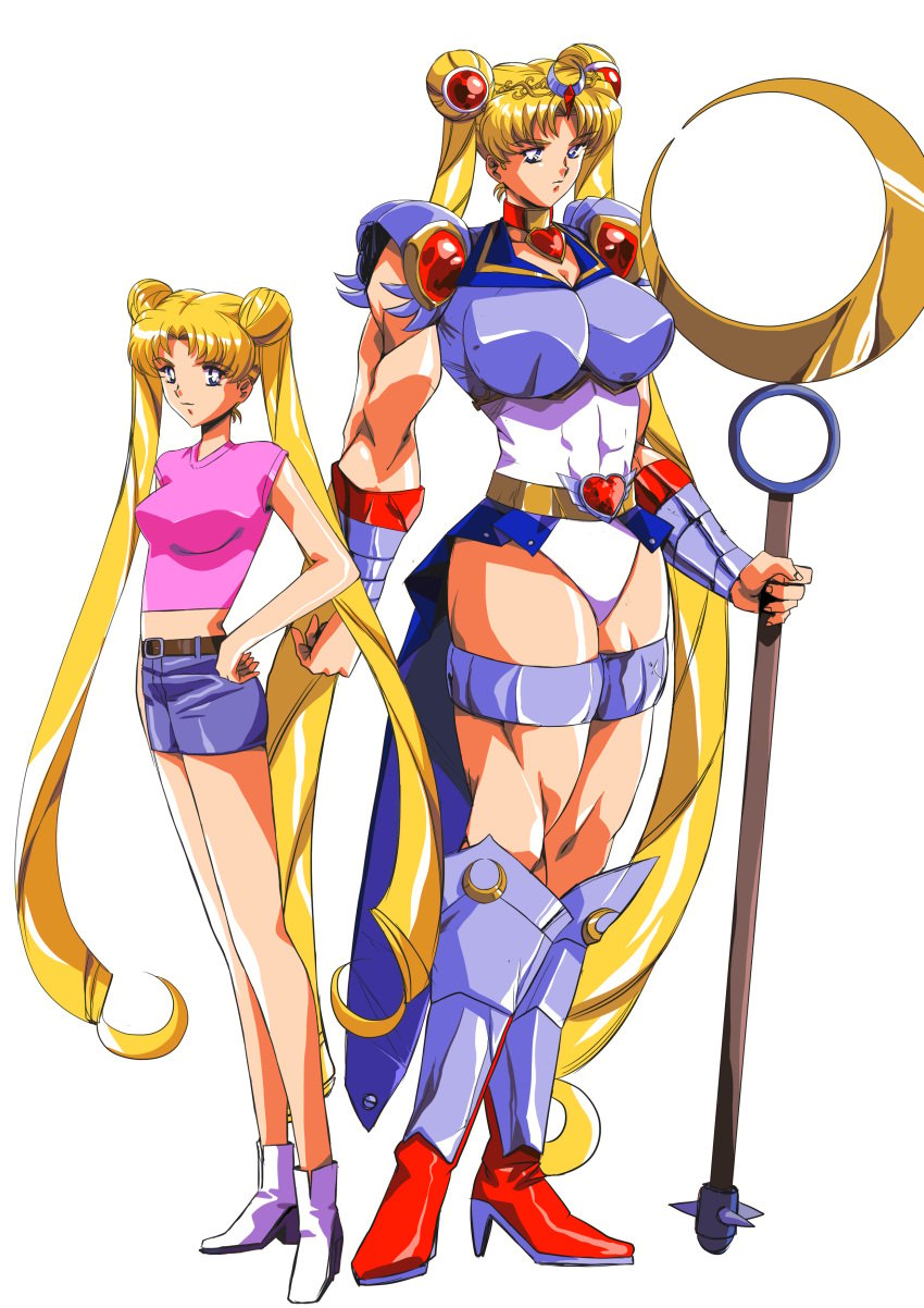 ass_expansion bishoujo_senshi_sailor_moon breast_expansion clothing female hair_growth high_heel_boots high_heels hinomars19 large_breasts lip_expansion medium_breasts muscle_growth muscular muscular_female sailor_moon shorts thick_thighs thigh_expansion transformation usagi_tsukino wide_hips