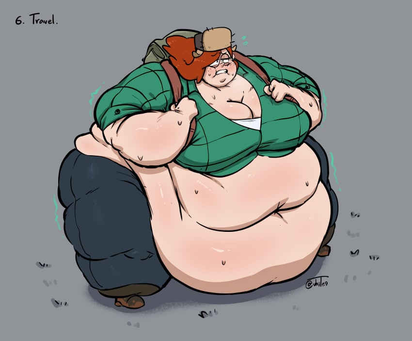 big_belly exhausted fat fat_ass fat_fetish fat_rolls fat_woman gravity_falls morbidly_obese morbidly_obese_female obese_female overweight overweight_female red_hair ssbbw sweat tight_clothing tired vhite9 weight_gain wendy_corduroy