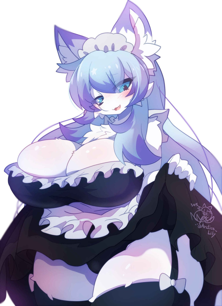 anthro big_breasts blush canine female furry nyaswitchnya solo tagme thick_thighs