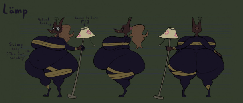 1girls anthro ass bbw belly big_ass big_belly big_butt chubby fat fat_ass female female_only hair holding_lamp holding_object huge_ass huge_belly huge_butt lamp lamp_(scaliecrocs) model_sheet obese obese_female overweight overweight_female ponytail reference_sheet scaliecrocs slime