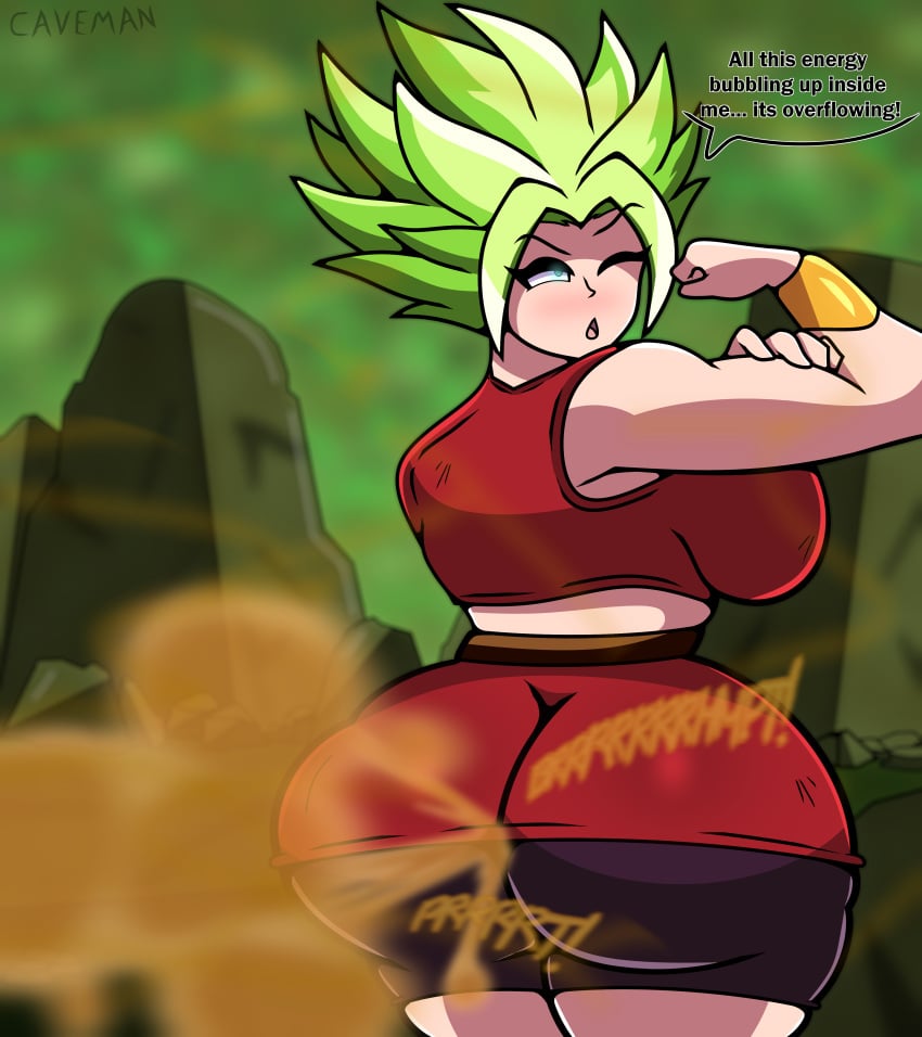 1girls blue_eyes caveman147 dragon_ball dragon_ball_super fart fart_fetish female green_hair huge_ass huge_breasts kale kale_(berserker) legendary_super_saiyan looking_at_viewer looking_back saiyan super_saiyan super_saiyan_2 tight_clothing