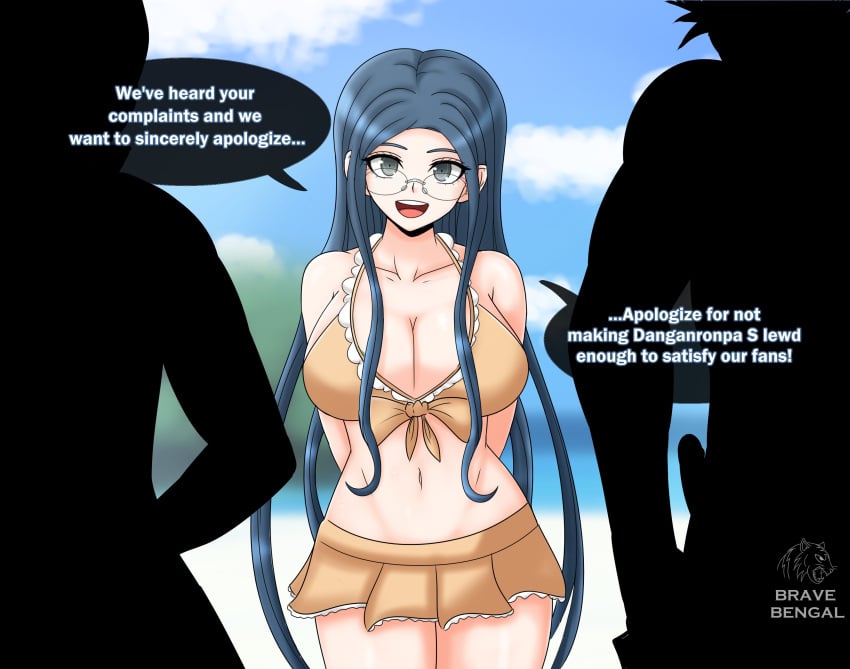 big_breasts bikini blue_eyes blue_hair bravebengal breasts busty danganronpa danganronpa_s:_ultimate_summer_camp danganronpa_v3 glasses huge_breasts large_breasts shirogane_tsumugi sillouette smooth_skin voluptuous voluptuous_female