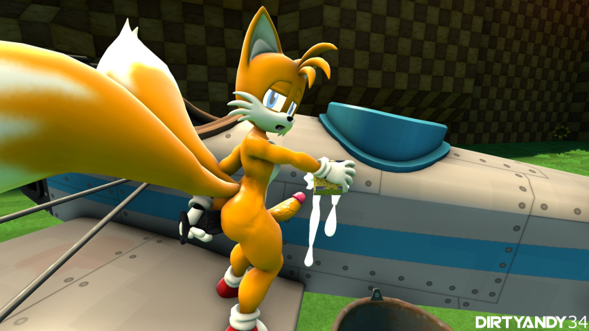 1boy 2017 3d airplane anal_masturbation buttplug cleaning commission cum cumshot dirtyandy34 exposed_torso femboy footwear handwear male male_only masturbation mostly_nude outdoors penis sex_toy sfm solo sonic_(series) source_filmmaker tails