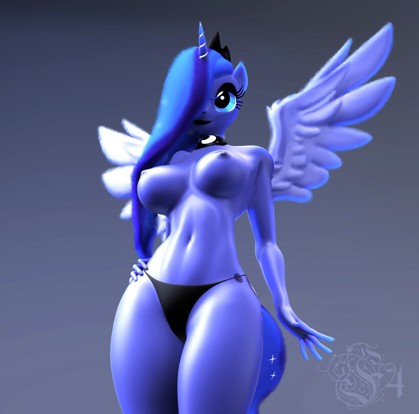 1girls 3d 3d_(artwork) 4k big_breasts big_hips blue_body blue_eyes blue_hair blue_skin breasts curvy_figure f4 friendship_is_magic hand_on_hip hasbro humanoid long_hair my_little_pony nude nude_female panties pony ponytail poster princess_luna_(mlp) simple_background source_filmmaker tagme thick_hips thick_thighs wings