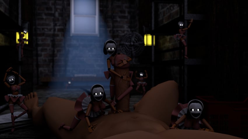 3d five_nights_at_freddy's five_nights_at_freddy's:_sister_location minireena minirennas_(fnaf) multiple_girls nightbotgrey nightmare_waifu penis smaller_female straight tagme