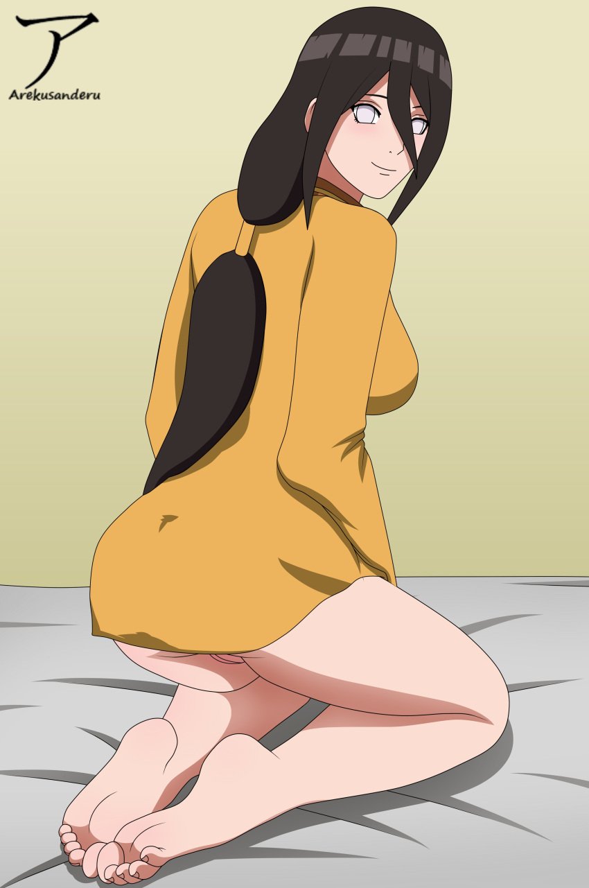 1girls arekusanderu boruto:_naruto_next_generations brown_hair dark_hair female hyuuga_hanabi light-skinned_female light_eyes light_skin long_hair naruto naruto_(series) pussy solo straight_hair thighs white_eyes