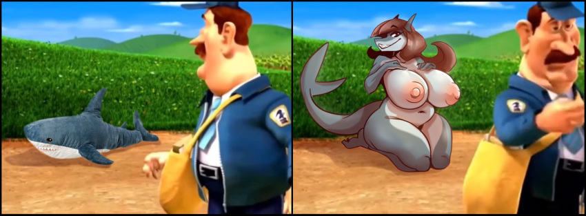 back_at_the_barnyard big_breasts female fish karakylia meme nickelodeon nipples shark tagme