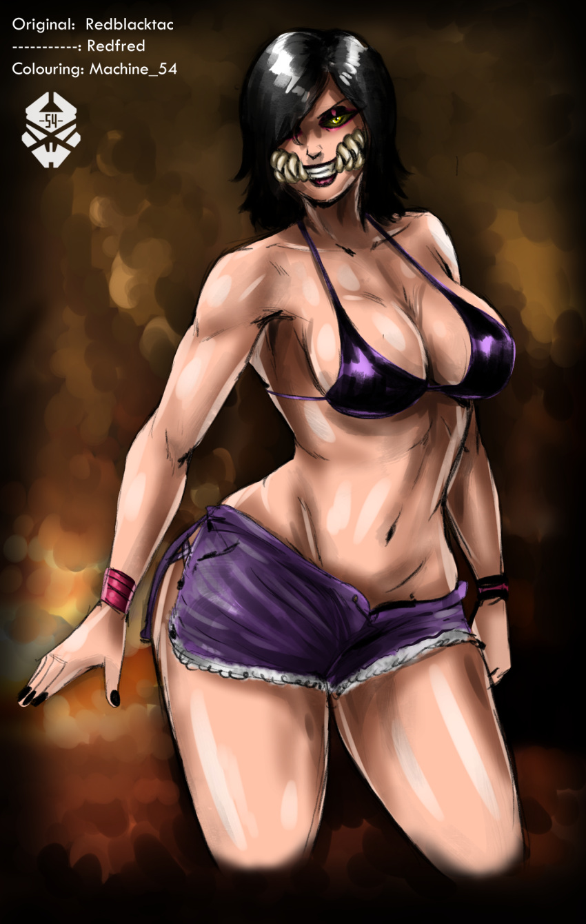 1girls 2d armband bikini bikini_top breasts cleavage color dark_hair denim denim_shorts edit eyeshadow female female_only jean_shorts jeans lips lipstick long_hair machine_54 mileena mortal_kombat mortal_kombat_x navel netherrealm_studios pinup purple_bikini redblacktac redfred rough_sketch short_skirt shorts sketch skirt smile solo thick_thighs uncensored wide_hips yellow_eyes