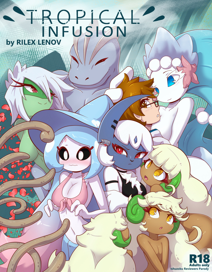 absol comic cover_page female hatterene machoke male nintendo pokémon_(species) pokemon pokemon_(species) primarina rilex_lenov roserade tentacle tentacruel tropical_infusion_(comic) whimsicott