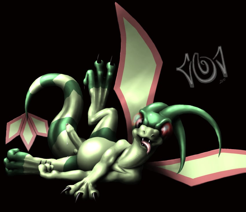 101 anthro color cum flygon green_skin lying male male_only nintendo nude on_side penis pokemon pokemon_(species) solo tagme tongue wings