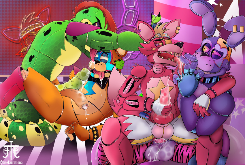 alligator anal anal_sex animatronic bear boner bunny_costume bunny_ears cum cum_in_ass cum_in_mouth cum_inside cum_on_breasts cumshot erection fanmade_design finger_in_mouth five_nights_at_freddy's five_nights_at_freddy's:_security_breach fox furry gay gay_denial gay_domination gay_sex geekirrational glamrock_bonnie_(fnaf) glamrock_foxy glamrock_freddy_(fnaf) looking_at_another looking_pleasured male_only masturbation montgomery_gator_(fnaf) neon_lights nude rabbit rabbit_ears rabbit_humanoid robot saliva saliva_trail tongue touching_penis