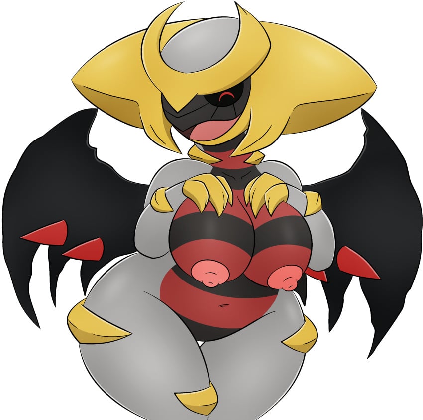 absurd_res animal_humanoid anthro belly big_breasts big_nipples breasts claws dragon dragon_humanoid female giratina hand_on_breast happy hi_res humanoid leaning leaning_forward legendary_pokémon monster nintendo nipples no_genitals pokémon_(species) pokémorph pokemon slightly_chubby solo teasing thick_thighs transparent_background video_games wings zinzoa