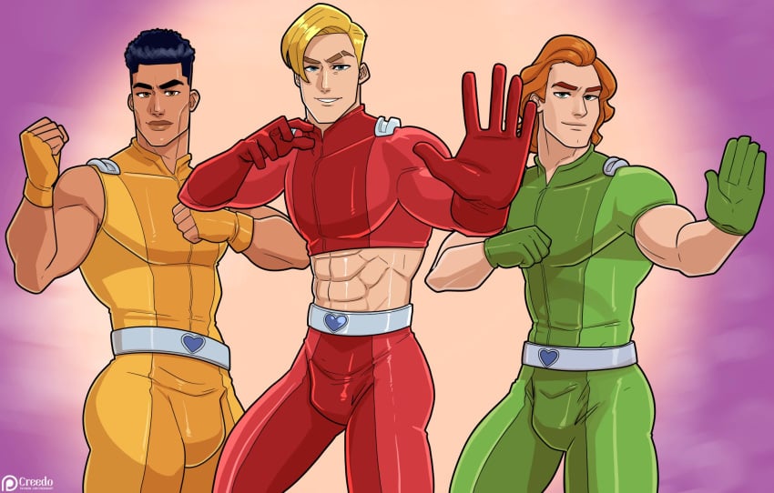 3boys abdominals abs adult aged_up alex_(totally_spies) armwear ass assertive assertive_male belt biceps big_ass big_bulge black_hair blonde_hair blonde_hair_male blue_eyes bottomwear brown_hair bulge bulge_through_clothing clothed clothed_male clothes clothing clover_(totally_spies) creedo dark-skinned_male dark_skin friends gay genderswap_(ftm) gloves green_clothes green_clothing green_eyes handwear heart himbo hung hunk latino latino_male male male_only manly manly_face muscle muscles muscles_through_clothes muscular muscular_male no_background pectoral_bulge pectorals red_clothes red_clothing red_hair rule_63 sam_(totally_spies) secret_agent seductive seductive_eyes seductive_look seductive_smile six_pack smiley_face smiling smiling_at_viewer spies spy toned toned_arms toned_back toned_belly toned_body toned_legs toned_male toned_stomach totally_spies wide_back wide_hips wide_shoulders yaoi yellow_clothes yellow_clothing yellow_eyes