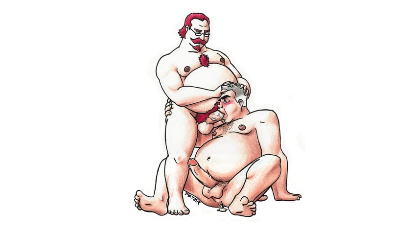 belly ben_10 big_belly cartoon_network crossover fat fat_man fellatio gay glasses grey_hair hair male male_only marvel max_modell max_tennyson nipples nude nude_male obese obese_male old_man overweight overweight_male penis peterdamart pubic_hair red_hair red_pubic_hair spider-man_(series) yaoi