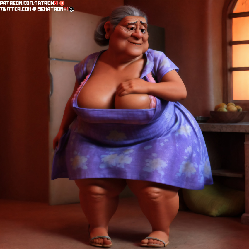 1girls 4k abuelita_(coco) ai_generated bbw belly belly_button big_belly breasts cellulite coco_(movie) disney elena_rivera female female_only gilf granny highres hips huge_breasts huge_hips large_breasts massive_thighs matronai_(artist) mature mature_female mature_woman obese obese_female old older_female overweight overweight_female patreon patreon_username pinup pixar solo solo_female solo_focus ssbbw stable_diffusion thick_legs thick_thighs thighs twitter_username wide_hips wrinkles