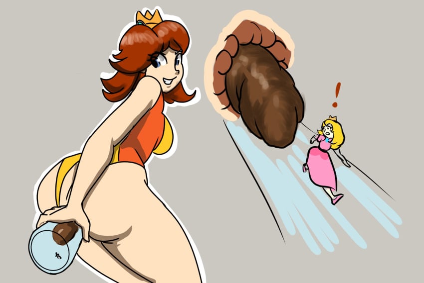 ! anus ass ass_focus blonde_hair blue_eyes bottle brown_hair clothing crown dress extreme_content feces female female_only glass_bottle headwear high_resolution huge_ass leotard lolotronsix looking_back mario_(series) mario_and_sonic_at_the_olympic_games naughty_face nintendo on_back pink_dress presenting presenting_anus presenting_ass princess_daisy princess_peach running scat shit smile spoken_exclamation_mark teeth tiny_person tomboy yellow_leotard