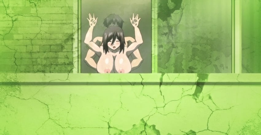 against_glass against_window animated areolae big_breasts bouncing_breasts breasts breasts_against_glass cheating cheating_wife closed_eyes erect_nipples exposed exposing hard_nipples huge_breasts hypnosis kyonyuu_daikazoku_saimin mature_female mature_woman milf mind_control moaning nipples open_mouth pressing_against pressing_breasts short_hair wife