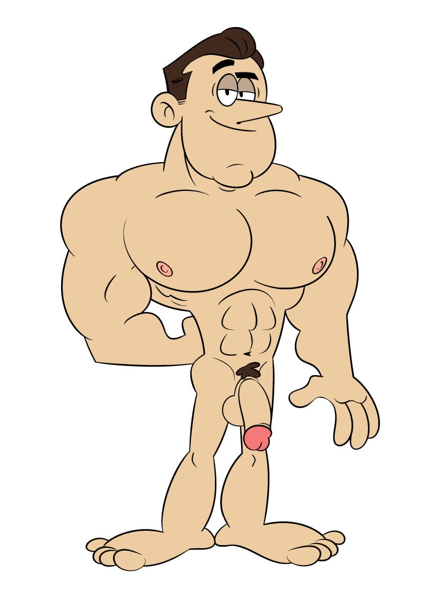 abs balls brown_hair color colored dilf edit eyebrows hair lance_loud male male_only mature_male muscular muscular_male nipples nude nude_male pecs penis sodabox solo the_loud_house white_background