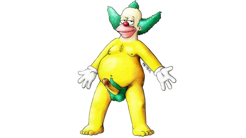 belly clown fat fat_man gloves green_hair hair krusty_the_clown male male_only overweight penis peterdamart red_nose solo the_simpsons white_gloves yellow_penis yellow_skin