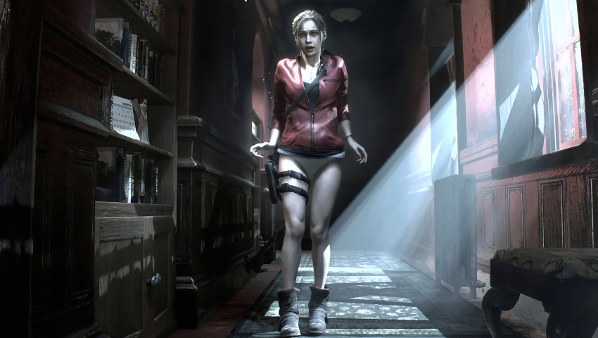 3d claire_redfield embarrassed kyle_phalanx no_pants panties pantsless resident_evil underpants underwear white_panties