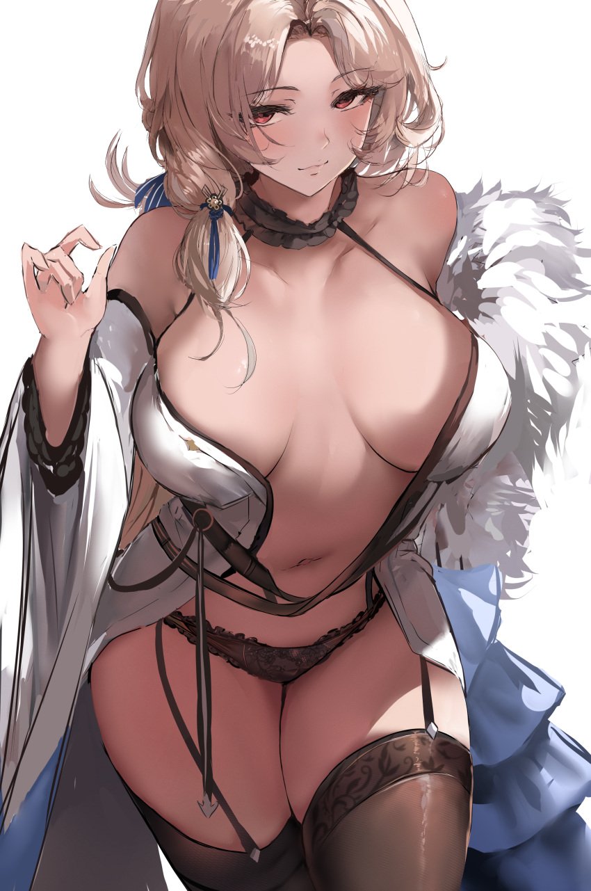 1girls blonde_hair breasts female female_only goddess_of_victory:_nikke hi_res huge_breasts large_breasts liaowen light-skinned_female light_skin long_hair ludmilla_(nikke) ludmilla_(winter_owner)_(nikke) red_eyes solo thick_thighs