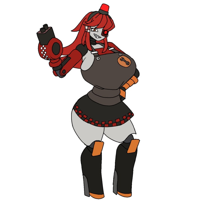 2d big_breasts clothed female female_only h.a.r huge_breasts mimi_sentry no_bra robot robot_girl sentry_(team_fortress_2) sentry_turret sideboob team_fortress_2 tf2 underass valve valve_(company)