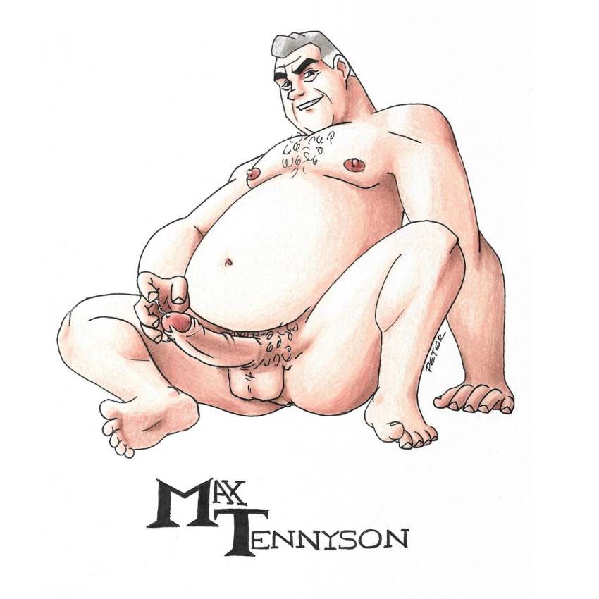 balls belly ben_10 big_belly cartoon_network eyebrows fat fat_man grey_hair male male_only max_tennyson nipples obese obese_male old_man overweight penis peterdamart solo