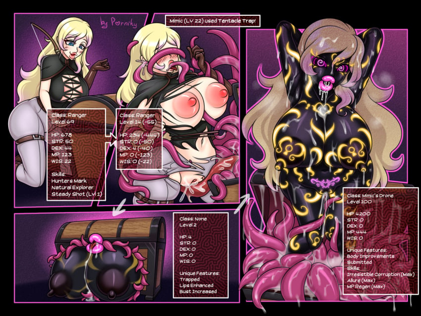 1girls 1monster 4koma adventurer ass_expansion assertive assertive_male bimbo bimbofication blindfold blonde_hair blondie body_modification bound brainwashing breast_expansion brought_to_obedience ceased_resistance chest corruption defeated defeated_heroine domestication drone droneification enemy_conversion english_text exposed_nipples fantasy female female_focus female_human femalesub femsub gameplay_mechanics heroine holding_shield horny_female huge_ass huge_breasts human hypnosis hypnotic_visor identity_death level_drain lip_expansion mimic mimic_chest mind_control monster nipples objectification porniky restrained revealing_clothes sex_slave shield slave steam steaming_body story_at_source text thick_lips thick_thighs thin_female transformation unhappy_female url utter_domination wide_hips yellow_hair