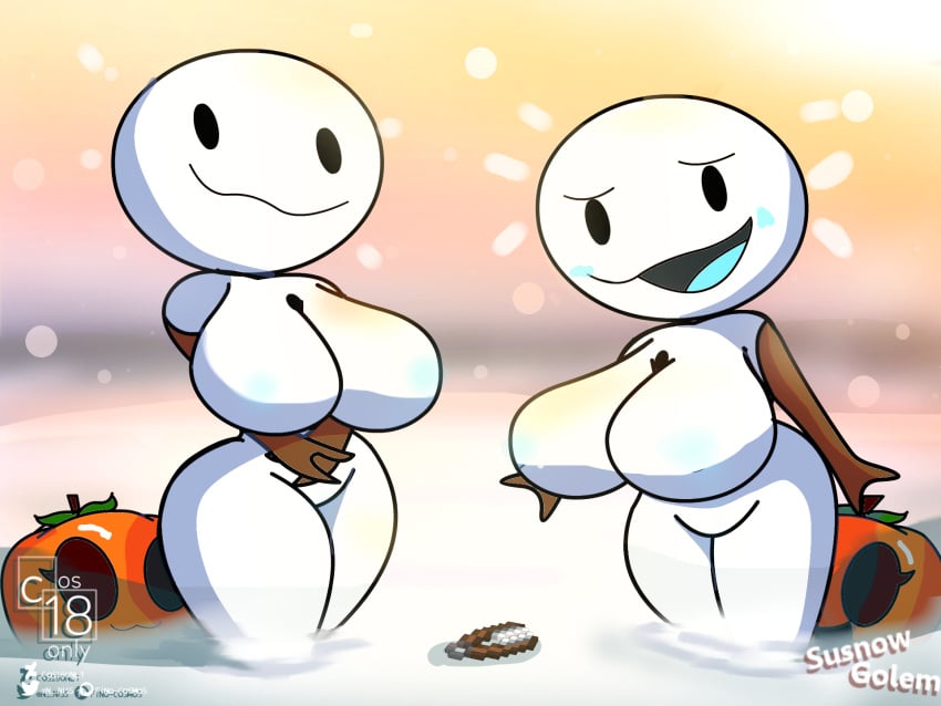 :3 big_ass big_breasts big_butt cos-18only cute minecraft pumpkin_head snow_golem snowman snowwoman tagme