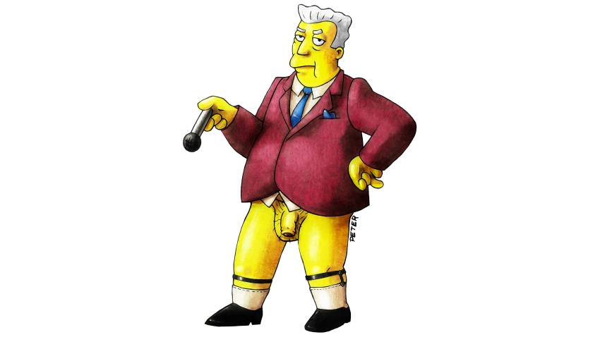 balls eyebrows fat_man grey_eyebrows grey_hair hair kent_brockman male male_only penis peterdamart solo the_simpsons yellow_balls yellow_penis