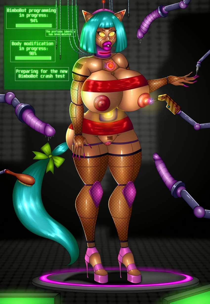 adekvatx bimbo_robot_girl cybernetic_corruption english_text female heeled_feet high_heels huge_ass huge_breasts implied_transformation mind_control robot_girl robotization tech_control text thick_thighs transformation wide_hips