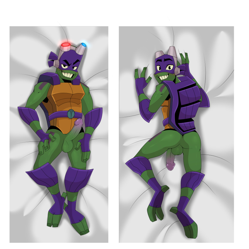 absurd_res anthro ass balls bottomless clothed clothing dakimakura dakimakura_design donatello donatello_(tmnt) duo enookie erection genitals hi_res male male_only penis reptile rise_of_the_teenage_mutant_ninja_turtles scalie teenage_mutant_ninja_turtles turtle