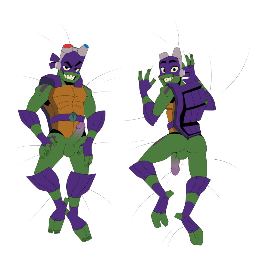 absurd_res anthro ass balls bottomless clothed clothing dakimakura dakimakura_design donatello donatello_(tmnt) duo enookie erection genitals hi_res male penis reptile rise_of_the_teenage_mutant_ninja_turtles scalie teenage_mutant_ninja_turtles turtle