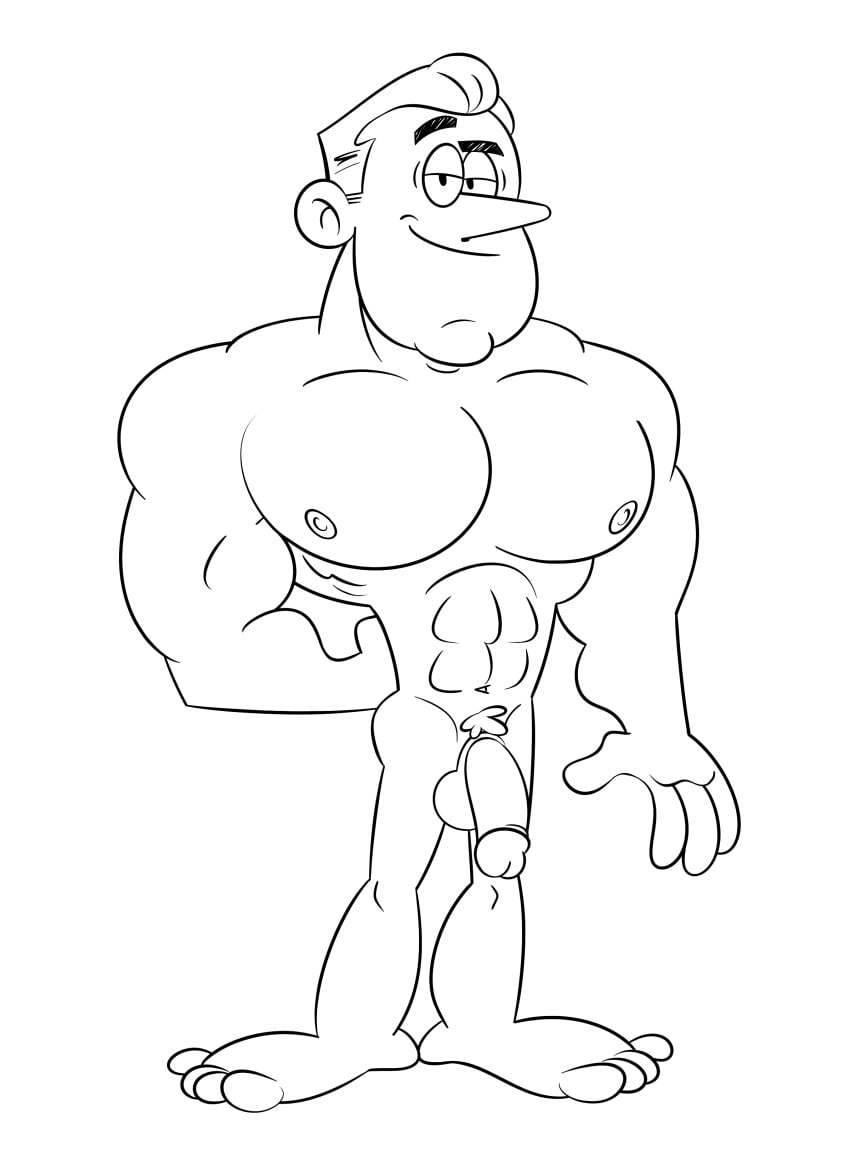 abs balls dilf eyebrows hair lance_loud male male_only mature_male muscular muscular_male nipples nude nude_male pecs penis sodabox solo the_loud_house white_background