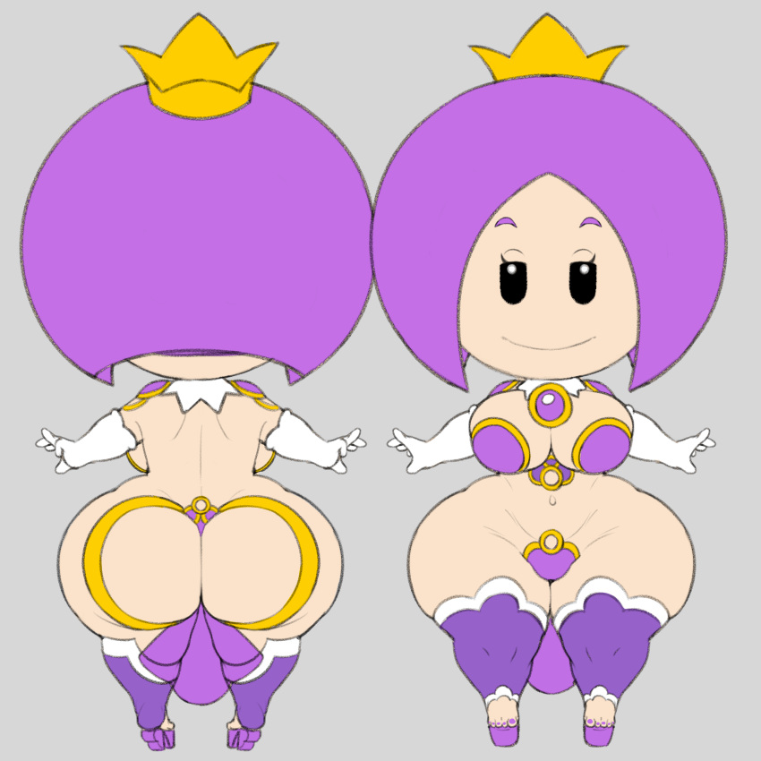 1girls ass_window back_view backboob big_ass big_breasts character_sheet covered_nipples covered_pussy dress female female_only front_view grey_impact huge_ass huge_breasts inner_sideass mario_(series) nintendo no_bra no_underwear princess purple_sprixie_princess shortstack sideass sprixie_princess super_mario_3d_world useless_clothing