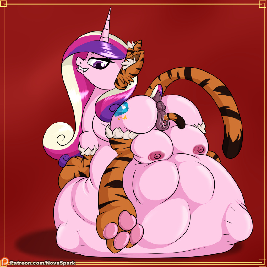 1girls alicorn anus belly bodily_fluids breasts chinese_zodiac clitoral_winking clitoris crotchboobs dock equid equine fake_ears fake_tail fangs female feral friendship_is_magic genital_fluids genitals hasbro hi_res horn horse horsepussy male male/female mammal my_little_pony nipples novaspark patreon pink_body princess_cadance_(mlp) puffy_anus pussy_juice raised_tail shining_armor_(mlp) stomach_bulge unbirth unbirthing vaginal_penetration vore wings year_of_the_tiger