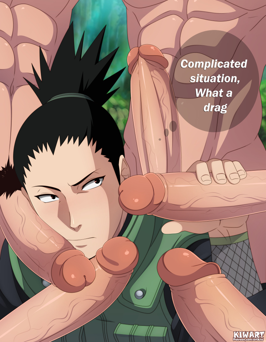 6boys abs big_penis black_eyes black_hair blush circle_jerk clothing erection gangbang gay group group_sex handjob holding_penis huge_cock jacket kiwart large_penis male male_only masturbation multiple_boys multiple_males muscles muscular muscular_male nara_shikamaru naruto naruto_(series) naruto_shippuden orgy penis penis_on_face ponytail pubes pubic_hair sex teeth tied_hair uncensored veiny_penis yaoi