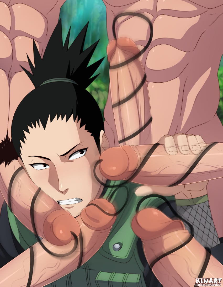 6boys abs big_penis black_eyes black_hair blush circle_jerk clothing erection gangbang gay group group_sex handjob holding_penis huge_cock jacket kiwart large_penis male male_only masturbation multiple_boys multiple_males muscles muscular muscular_male nara_shikamaru naruto naruto_(series) naruto_shippuden orgy penis penis_on_face ponytail pubes pubic_hair sex teeth tied_hair uncensored veiny_penis yaoi